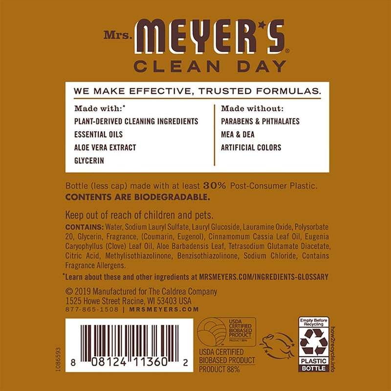 MRS. MEYER'S CLEAN D تتضمن مجموعة مطبخ السيدة ماير أكورن سبايس مجموعة متنوعة من صابون اليد وصابون الأطباق ومنظف الأسطح المتعددة 3 قيراط. - Image 5